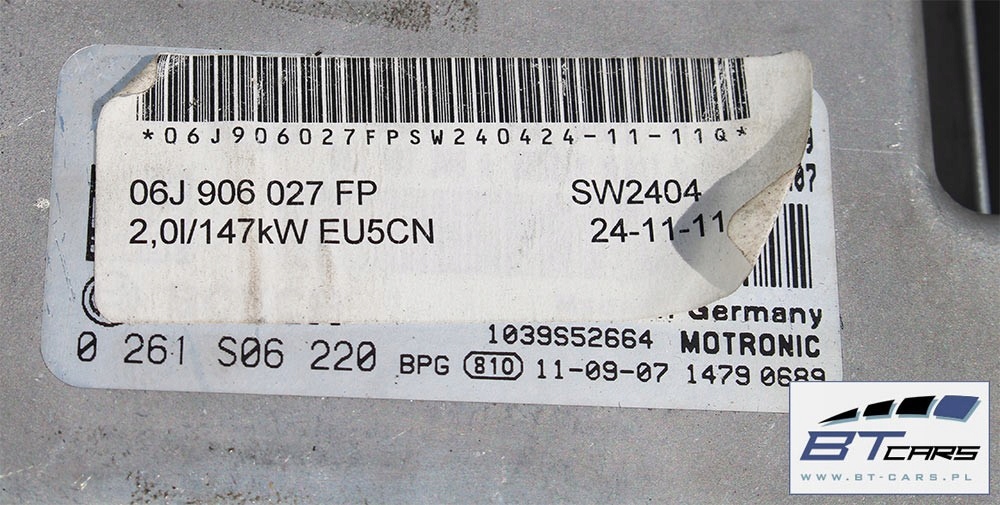 фото №6, Vw the beetle модуль блок управления бортовой компьютер двигателя 06j906027fp бензин 06j90602