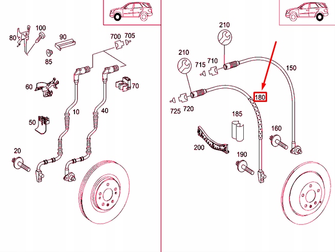 Купить Mb ml w166 rear правый brake износ датчик проводка harness a1645406510