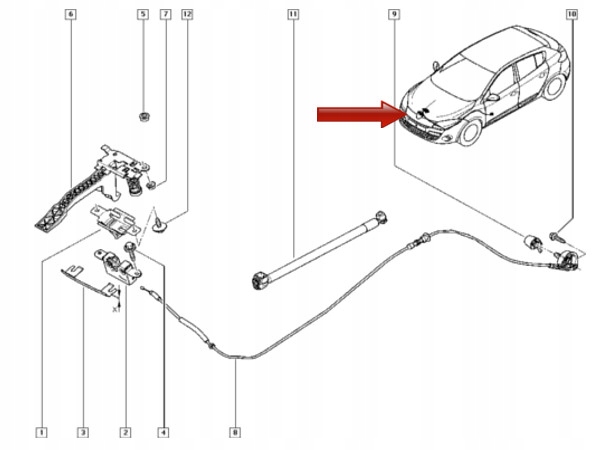 фото №4, Кронштейн засов замка капот do renault fluence 09-