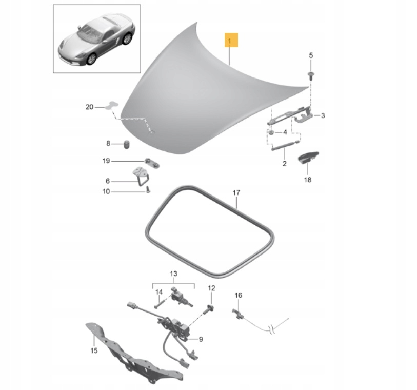 фото №1, Замок капот porsche boxster 718