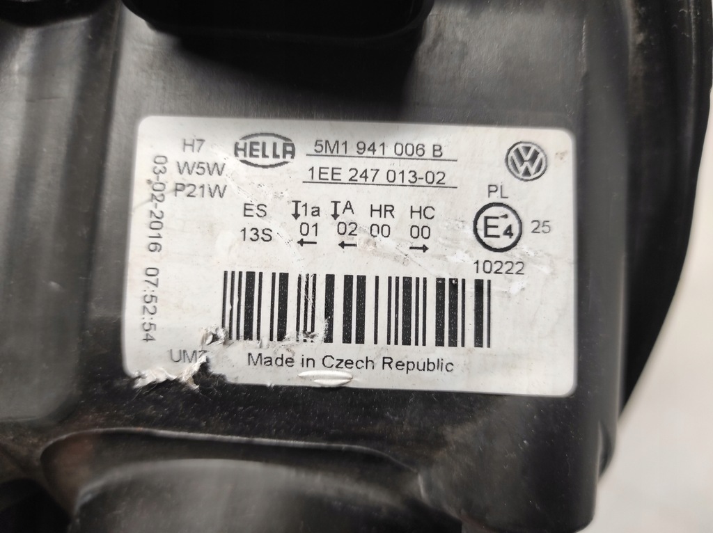 фото №9, Vw golf plus 05-08 лампа права передня 5m1941006b