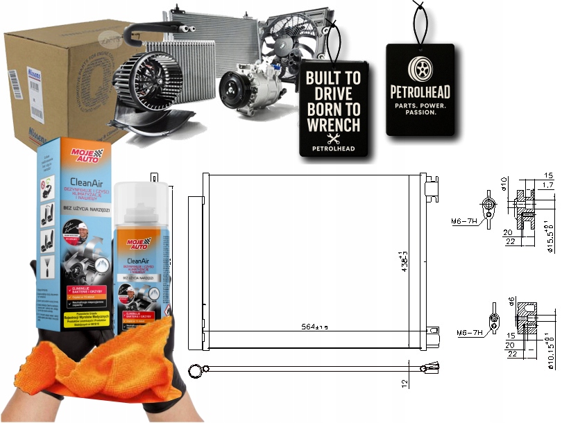 фото №1, Конденсатор кондиционера renault grand scenic iv kangoo #petrolhead pro+ kit9