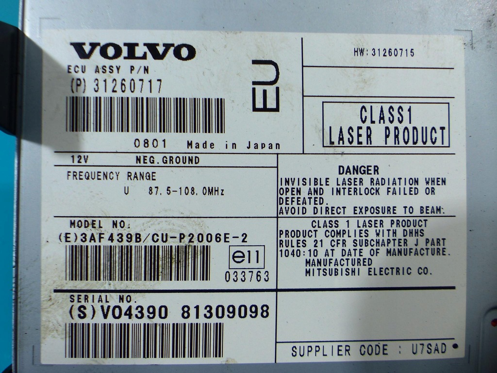 фото №9, Навигация считыватель navi dvd volvo xc90 i lift euro