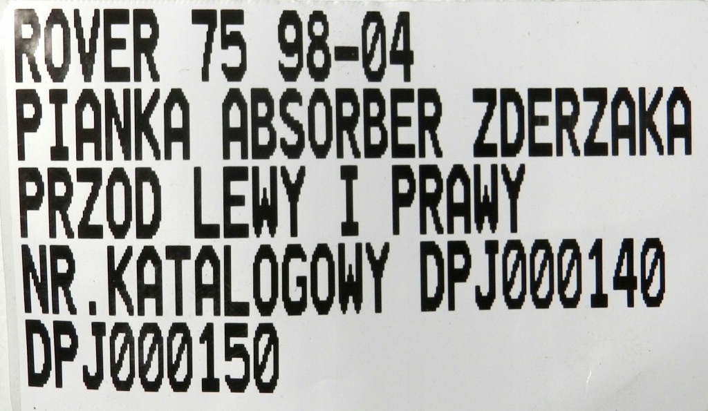 Купить Пена абсорбер бампер перед rover 75 98-04 dpj000140 dpj000150