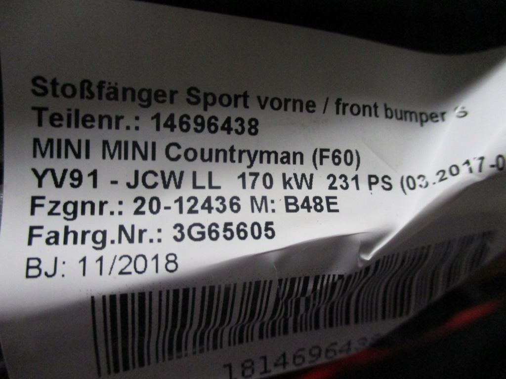 фото №6, Бампер mini countryman f60 jcw john cooper works