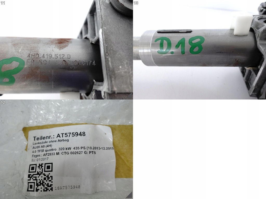 фото №12, Audi a8 s8 4h0 d4 lift 13-17 колонка кермова шток модуль двигуни