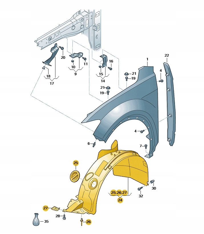 фото №1, Підкрилок передні праве vw t-roc oe: 2ga809958c