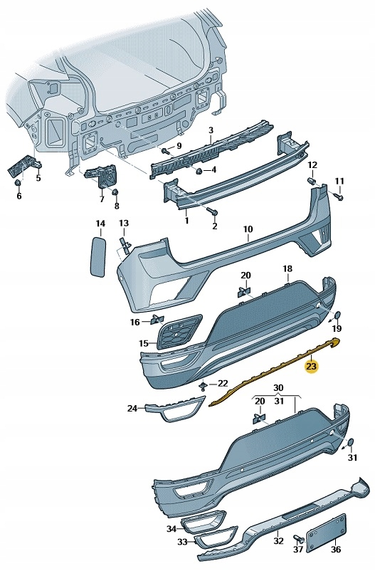 фото №1, Молдинг декоративная заднего бампера vw t-roc оригинальный номер