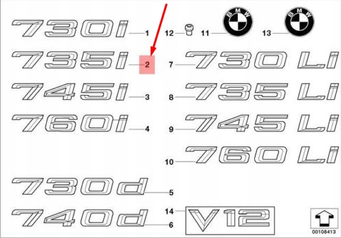 фото №12, Bmw 7 e65 trunk lid 735i emblem badge 51147033218 7033218
