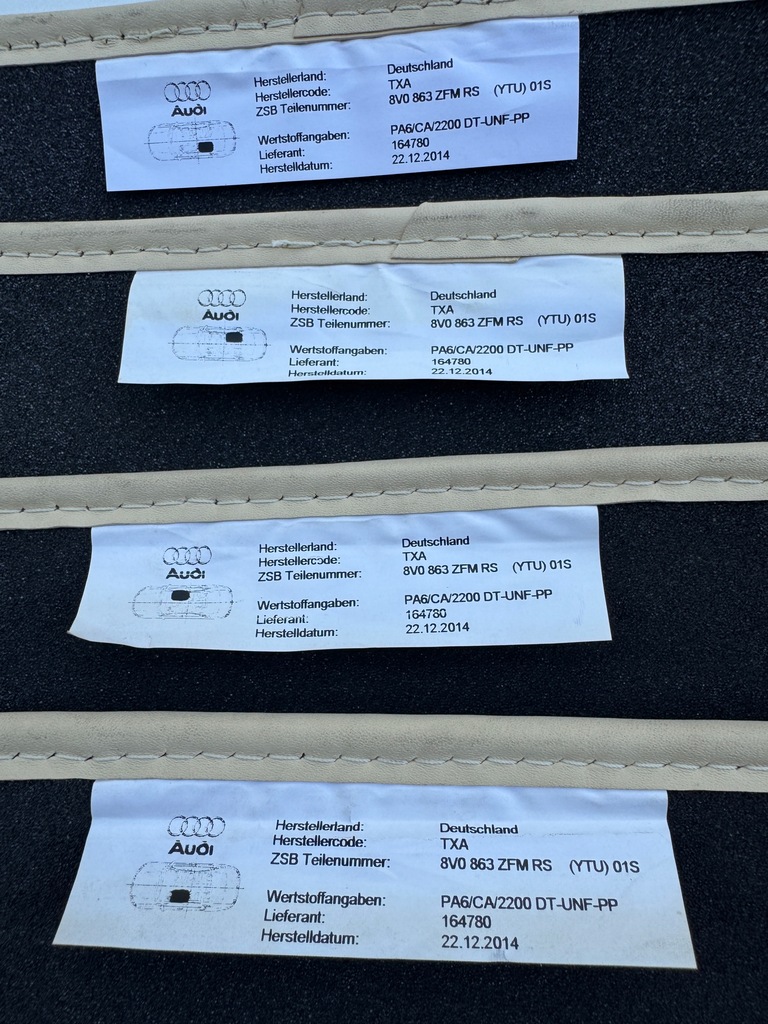 фото №5, Оригинальные коврики велюровые комплект audi rs3 8v exclusive