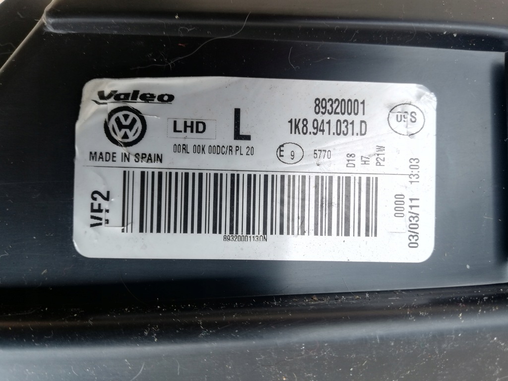 фото №12, Vw scirocco лампа левая ксенон ксенон super 1k8941031d