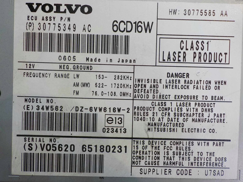 фото №4, Volvo c70 ii 07r чейнджер cd 30775349ac