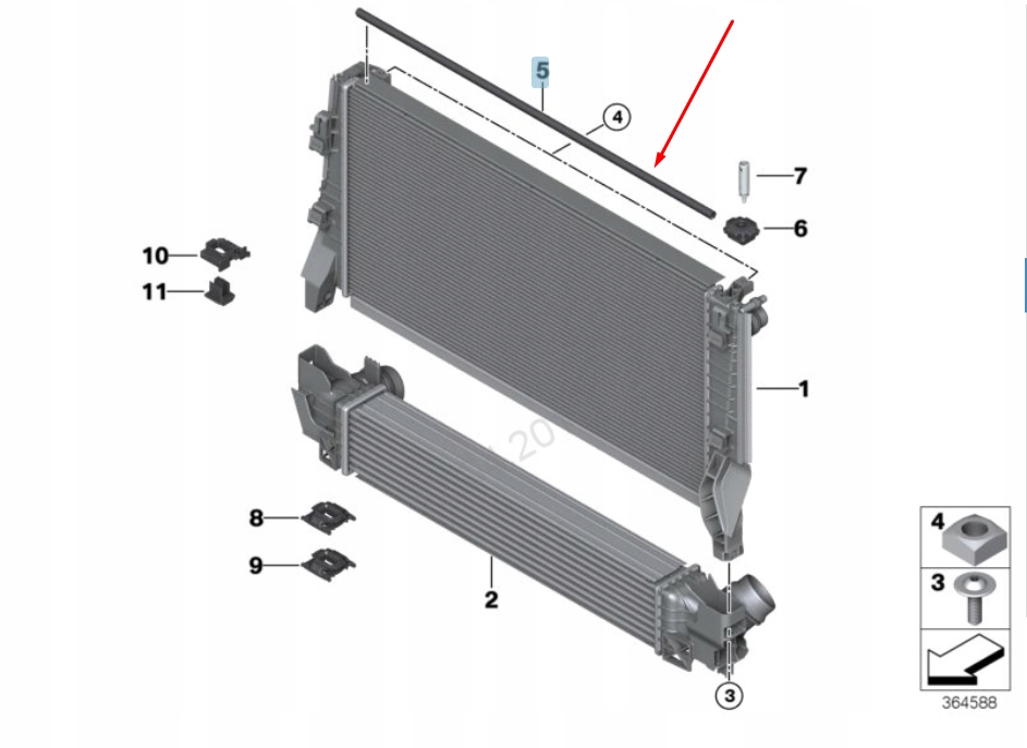 Bmw 2 f45 верхній кронштейн ущільнювачі радіатора 17118600126 8600126 2015 Ціна