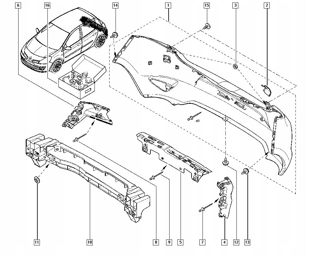 Clio 3 3 hb рестайлинг  fabrycznie новый бампер задний задний 4 pdc 3d 5d оригинал Недорого
