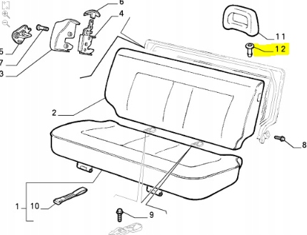 фото №9, Втулка підголівник сидіння задня fiat seicento оригінальний номер 120919674