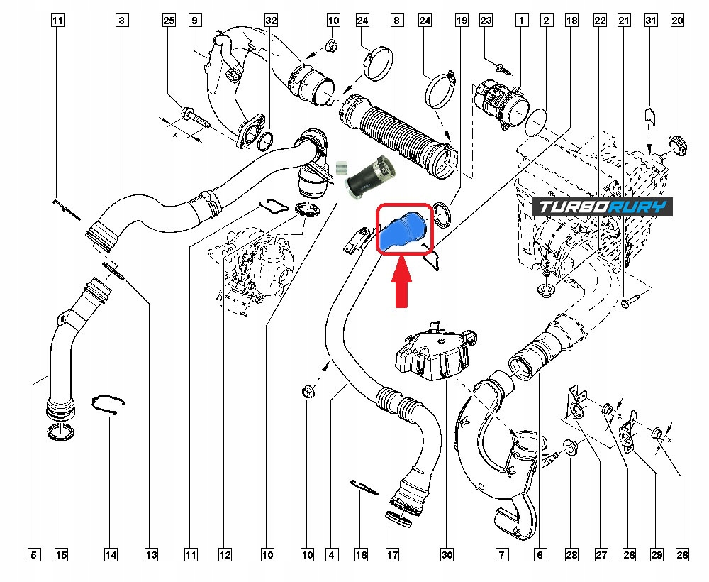 Труба патрубок turbo набір renault megane iii 1.5 dci Зі Шроту