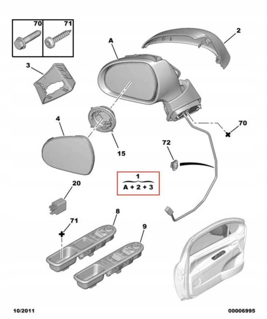 фото №1, Дзеркало зовнішнє peugeot 207 оригінал 8149zj ліва