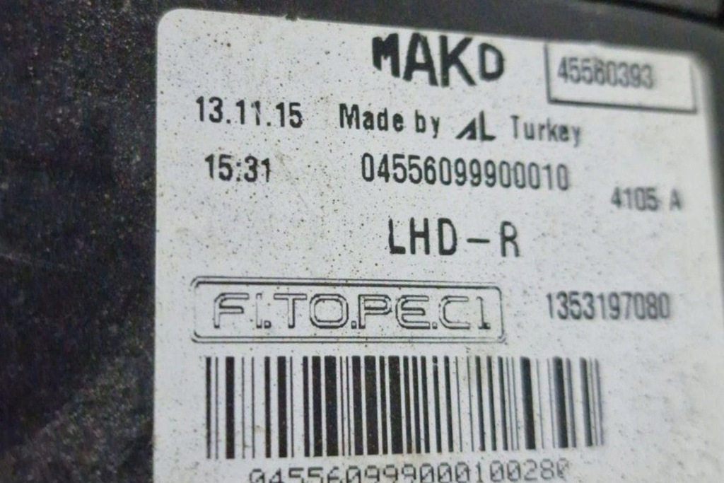 фото №11, Лампа правая передняя peugeot bipper aa_ 45560757 1.3l дизель 55kw 2016