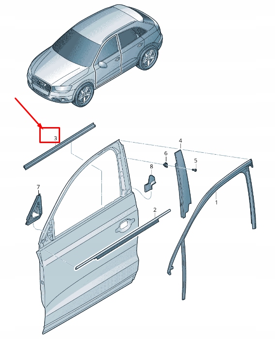 фото №1, Audi q3 8u передняя часть left inner door window отверстие уплотнитель 8u0837479b