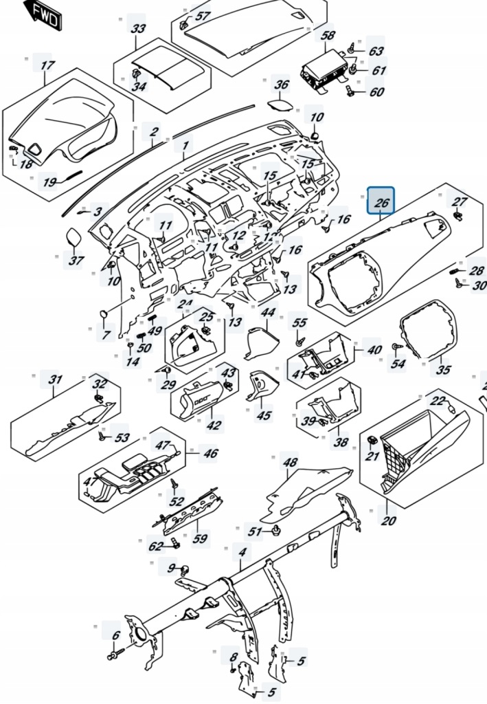 фото №11, Suzuki sx4 s-cross 18r 1.4t lift накладка панели консоли dekor рамка eu lhd