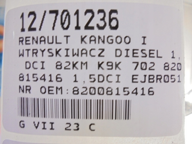 фото №8, Renault kangoo i форсунка 8200815416 1,5dci ejbr05102d h8200421897