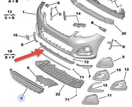 фото №1, Peugeot 108 2014- спойлер бампера перед новый оригинальный номер