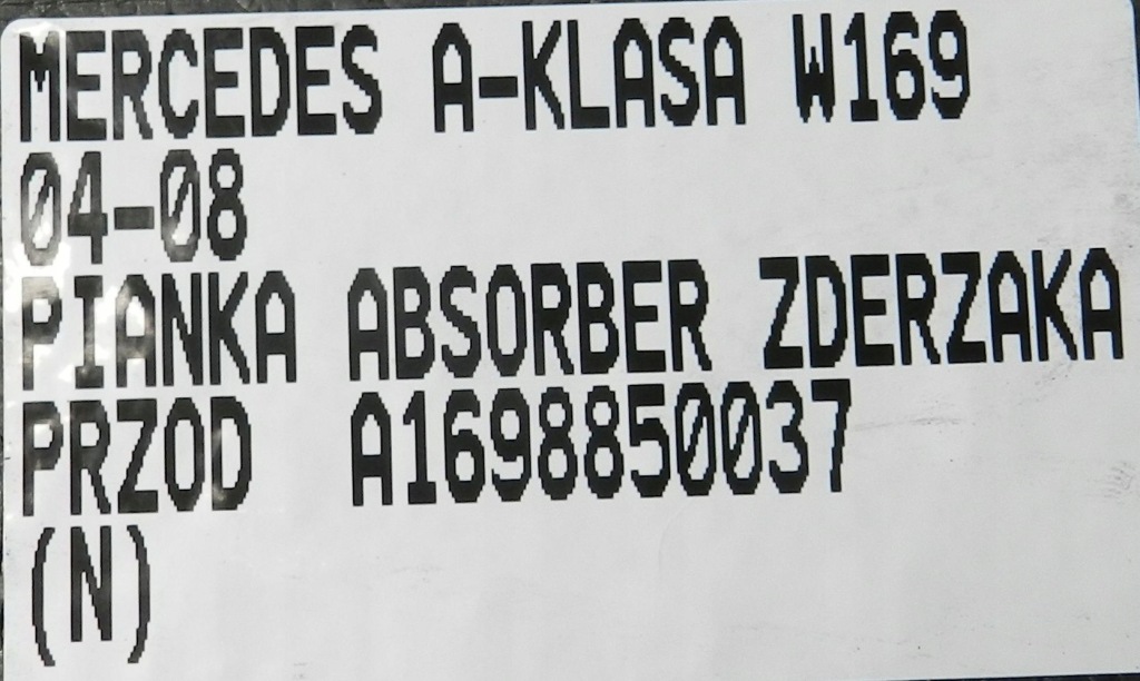 Пена абсорбер бампер перед mercedes a-klasa w169 04-08 a1698850037 Киев