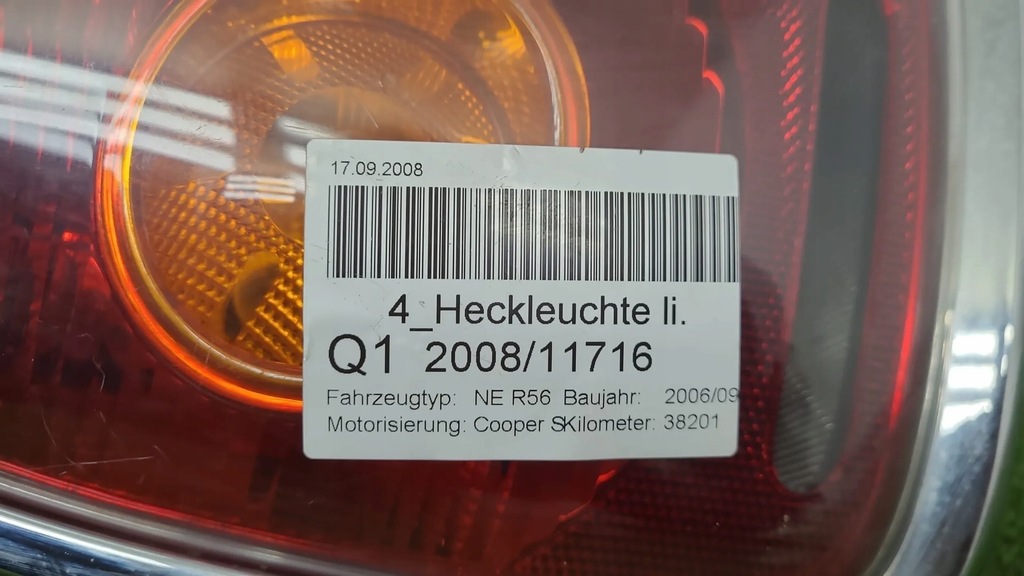 фото №2, Лампа лівий задня mini cooper s r57 r56 r55 eu aso