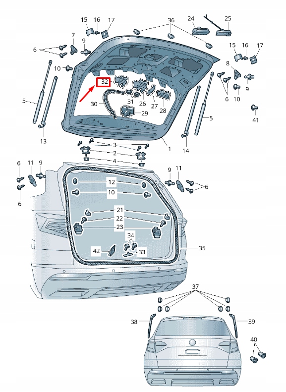 фото №9, Skoda karoq nu rear задняя дверь boot lock 5f0827505