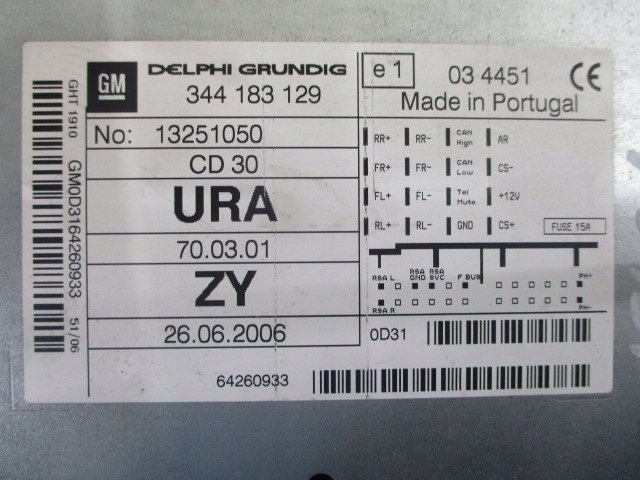 фото №5, Opel astra h радио farbryczne 13251050 grundig