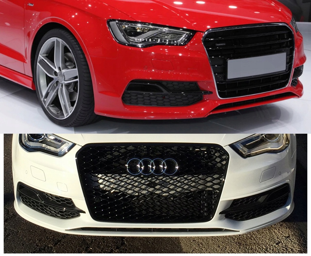 фото №10, Решітка решітка радіатора pod протитуманна фара audi a3 8v s3 13-17 p+l plaster стільники чорний