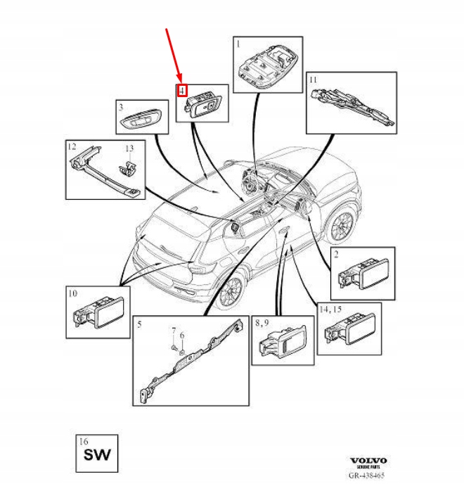 Volvo xc40 лампа do czytania задняя левая внутренняя 32289816оригинальная Киев