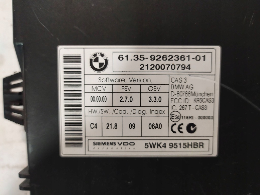 Купить Модуль блок управления комфорта cas bmw 3 e84 e90 e91 e92 e93 9262361