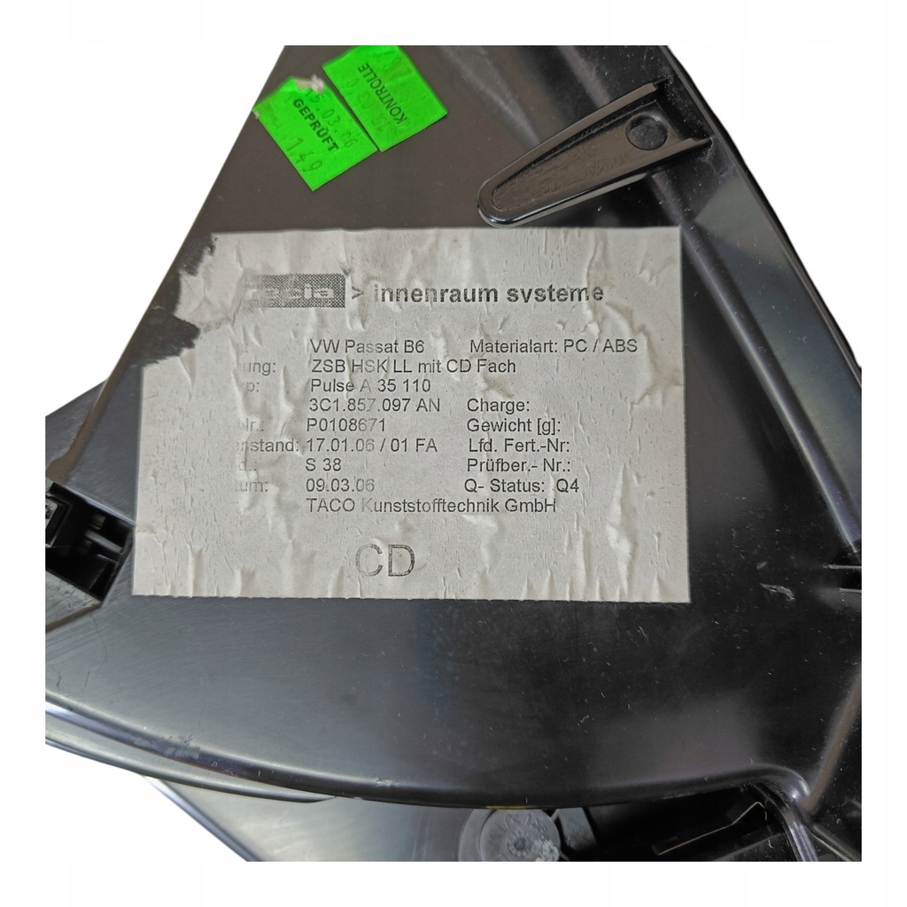 фото №8, Бардачок пассажира vw passat b6 3c1857101 3c1857114