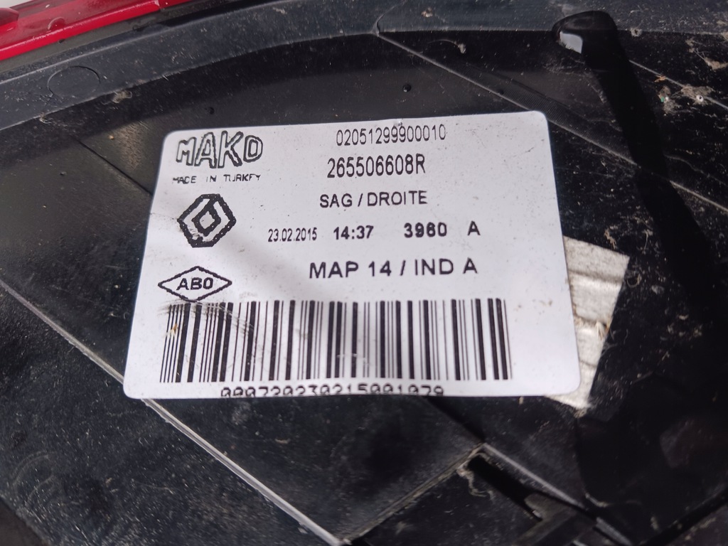 фото №4, Лампа задняя задняя правая renault clio 4 iv 265506608r