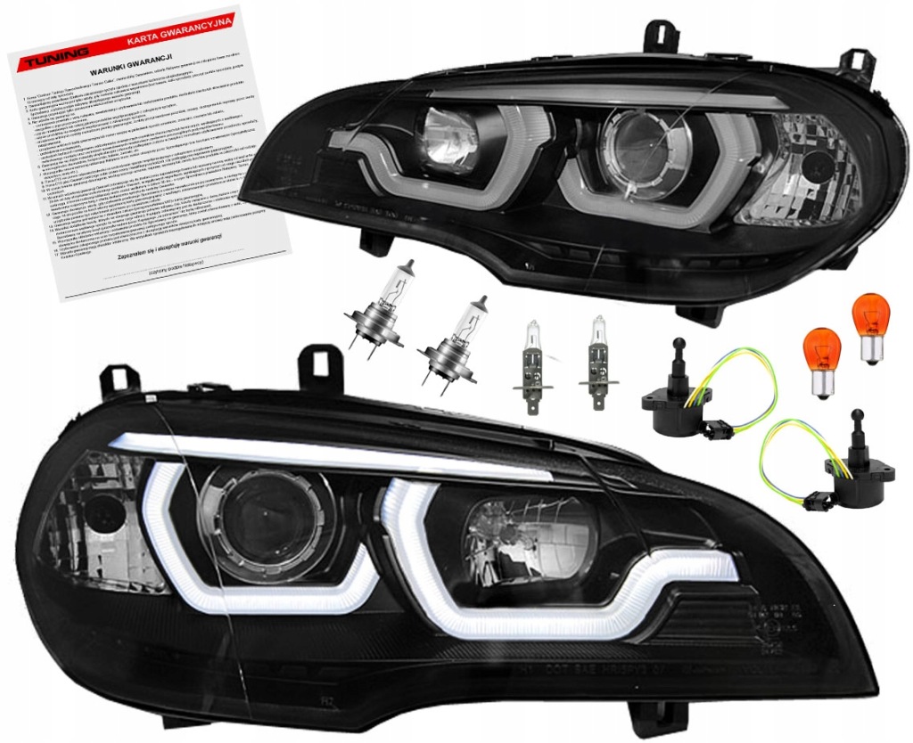 фото №1, Bmw x5 ii e70 06-13 лампи фари перед передні led 3d кільця денні h7