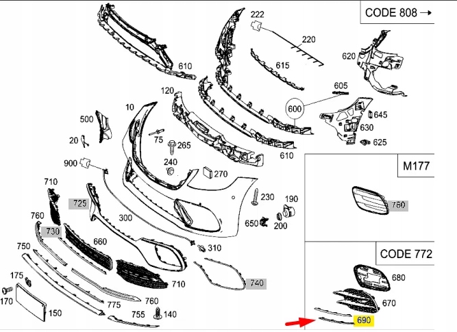 фото №7, Mercedes-benz s-class w222 молдинг нижняя передняя правая a2228853901 oem