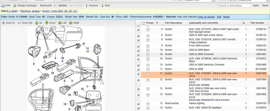 фото №7, Saab 9-3 ver2 2004 панелі керування, перемикачі