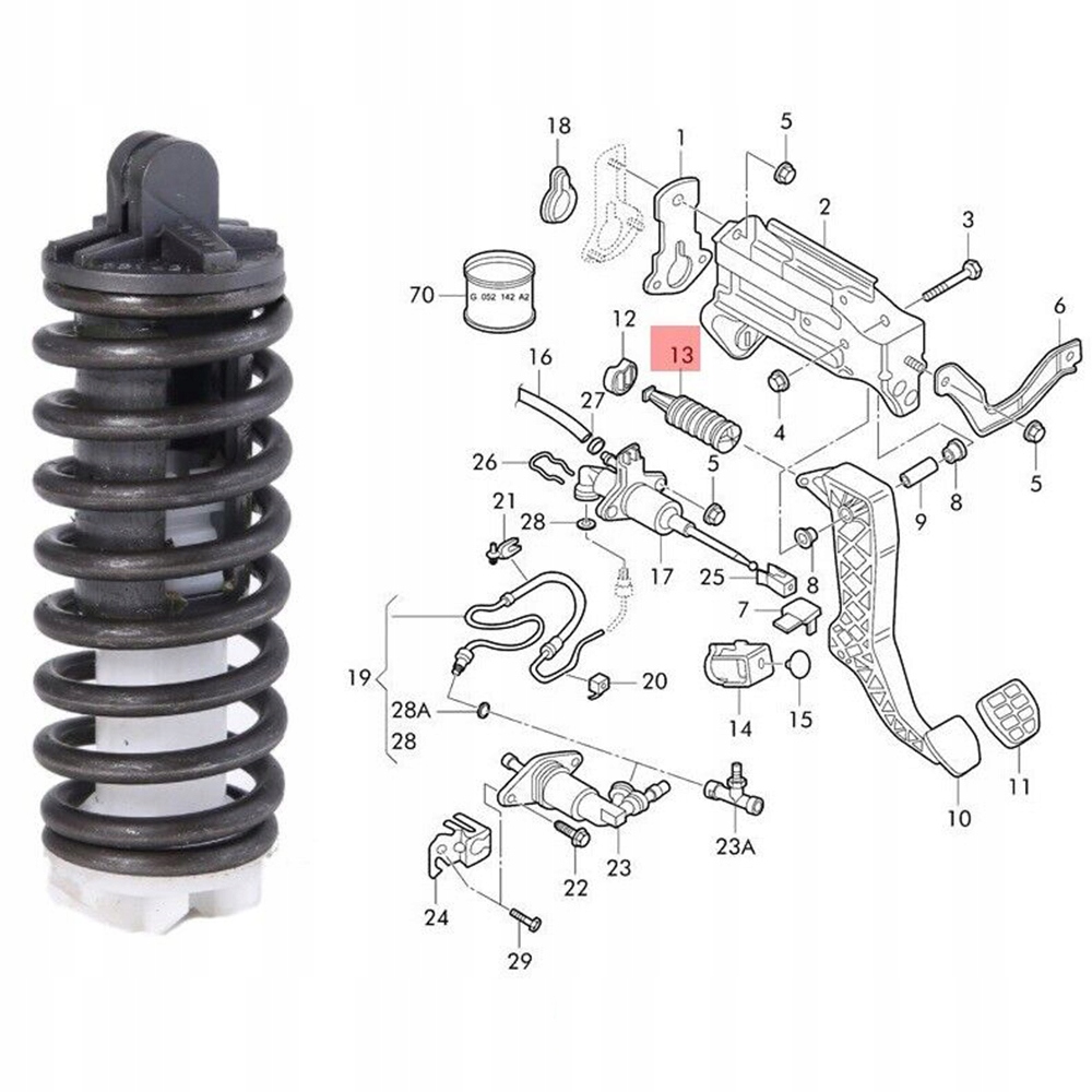 фото №12, Пружина педалі зчеплення vw golf 90- . scirocco 09-