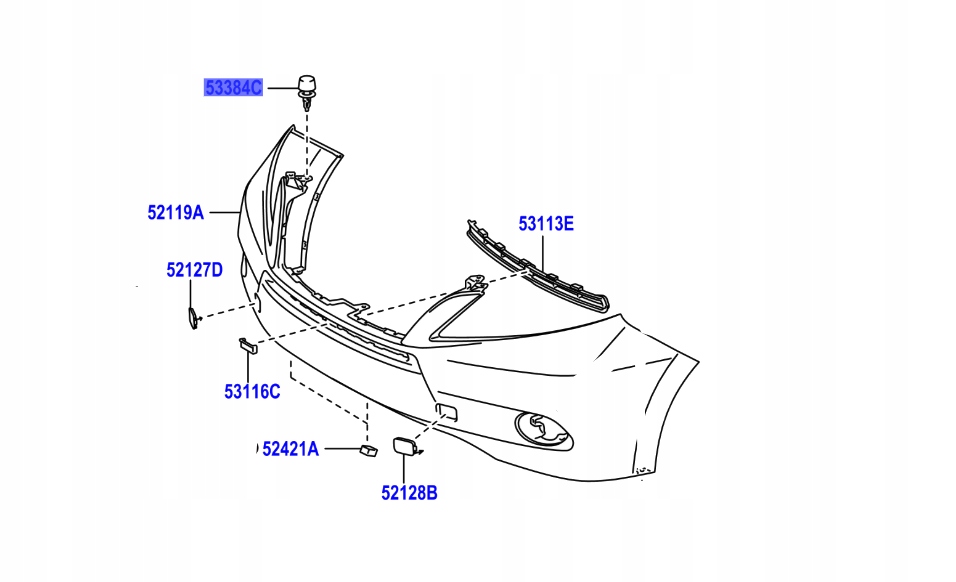 фото №1, 53384-22070 відбійник стопор капот prius phv lexus rx ux 08-25 rav4 18-25