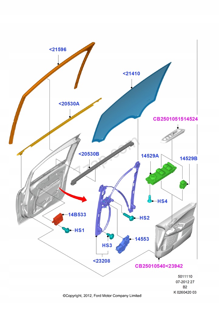 фото №10, Прокладка стекло дверь левый перед ford b-max