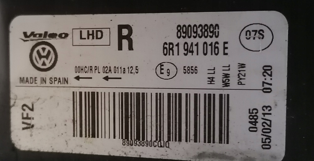 фото №6, Vw polo v 6r 13r лампа правый перед передняя 6r1941016e europa