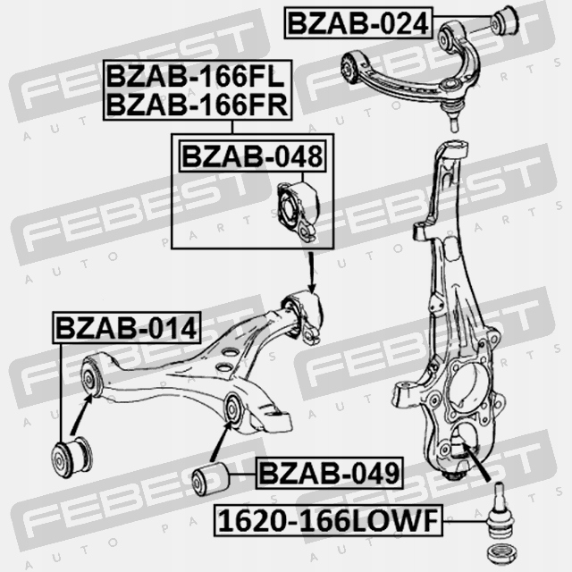 фото №14, Втулка важеля нижній задня febest bzab-048