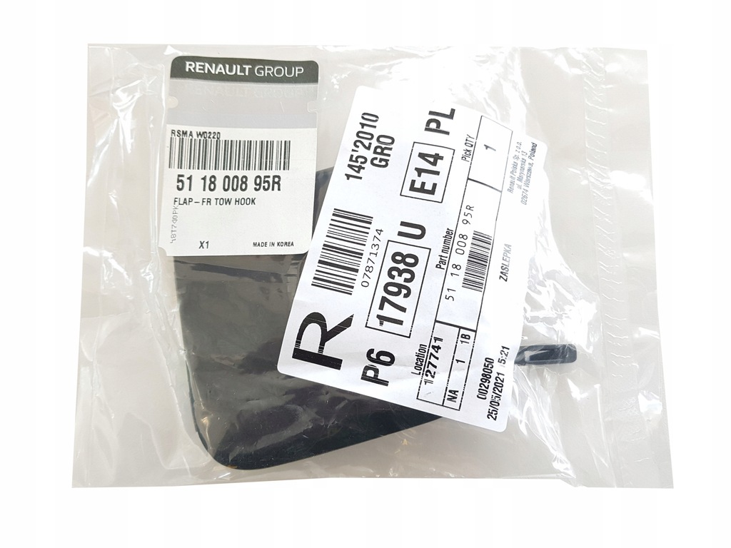 фото №3, Nowa заглушка крышка фаркоп перед renault koleos ii оригинальный номер do 2020 r