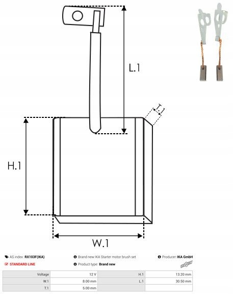 As-pl rx103f ika щітка вугільна, стартер Ціна