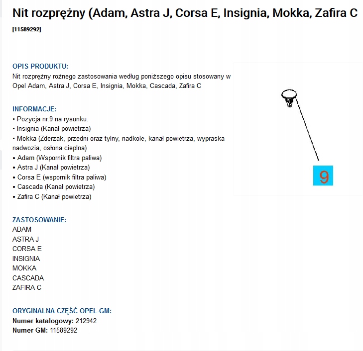 фото №5, Nit штифт opel astra j adam corsa e mokka 10szt оригинальный номер