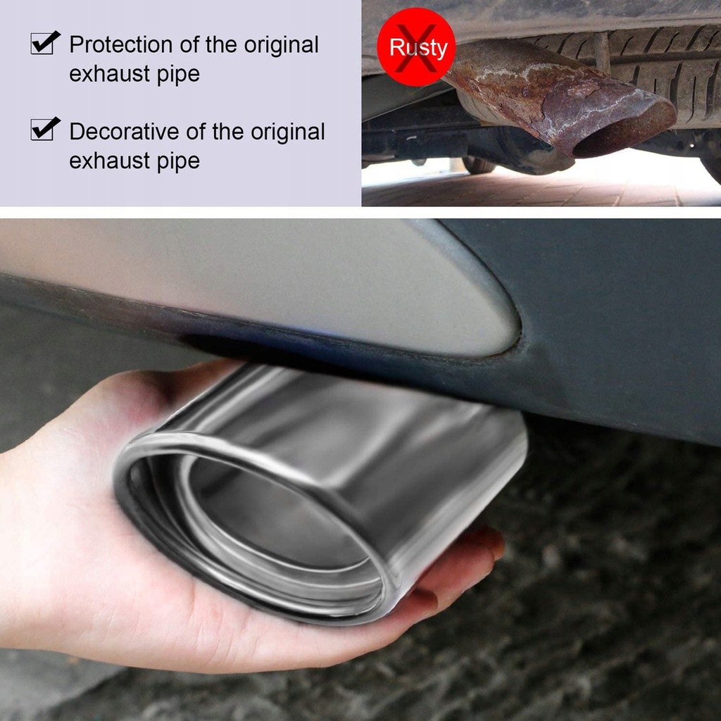 фото №15, Сріблястий універсальний гасник випускний наконечник труби випускної ze нержавіюча сталь