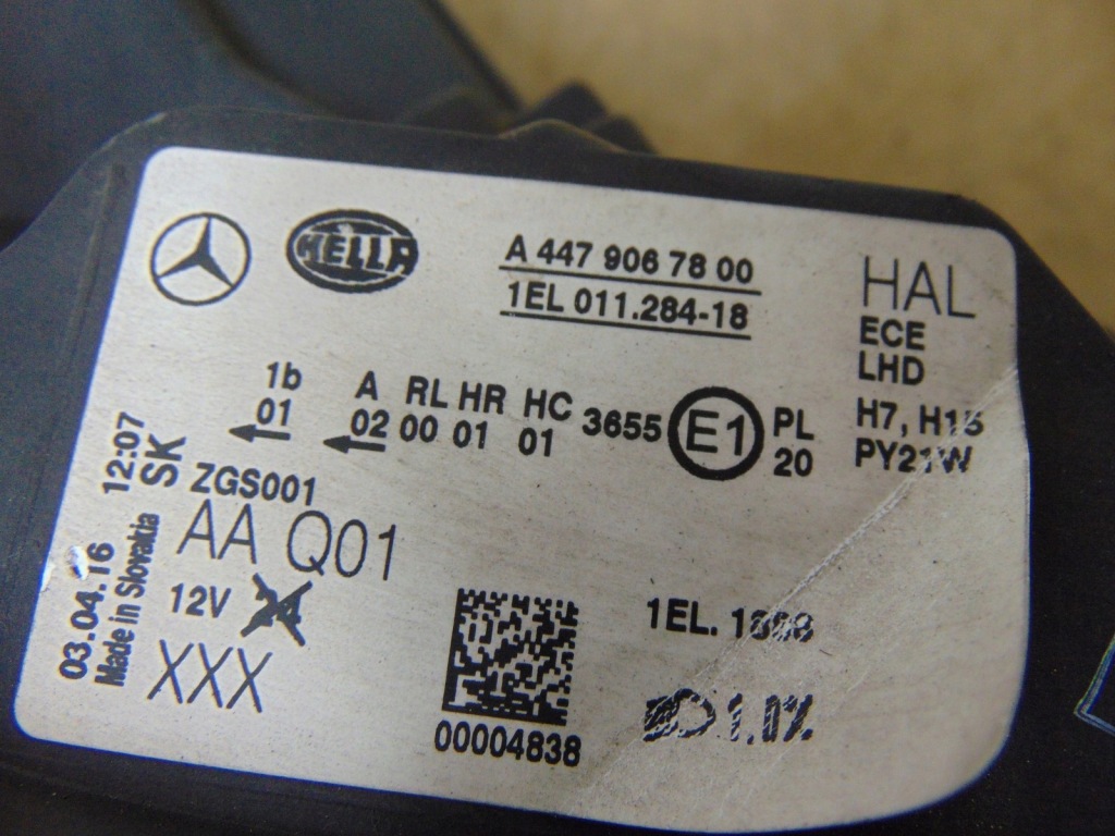 фото №16, Лампа правая перед mercedes vito w447 europa