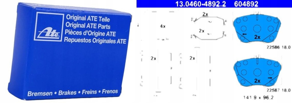 фото №1, Ate тормозные колодки тормозной. mercedes x253 glc 15- перед