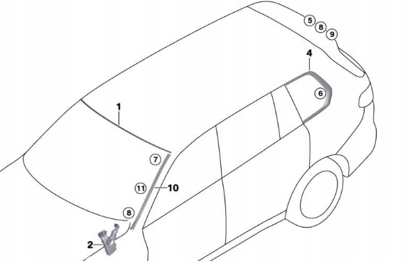 фото №13, Bmw x7 g07 права молдинг скло лобове передньої 475 black sapphire